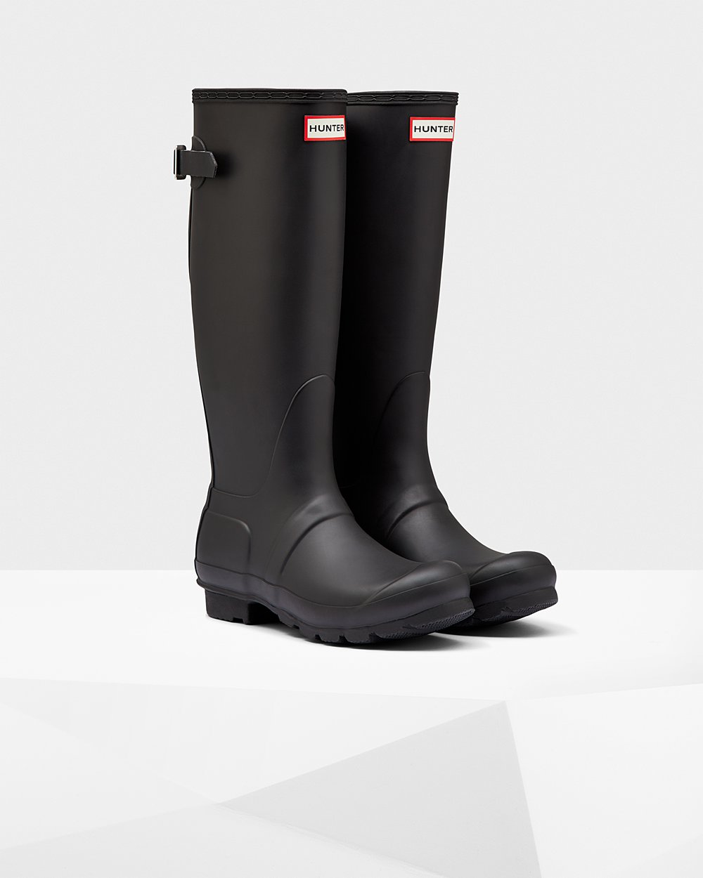 Womens Tall Rain Boots - Hunter Original Back Adjustable (78QBODNLF) - Black